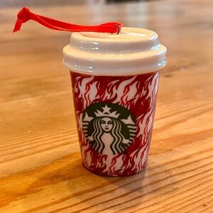 Starbucks Red and White Flame Cup Ornament